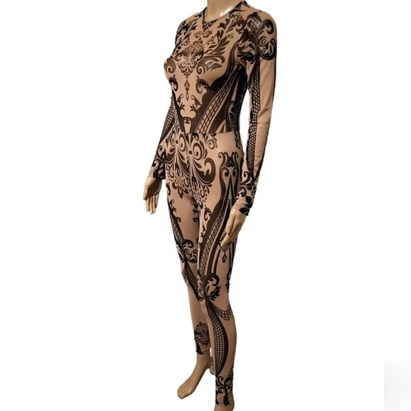 NWOT KTOO All Sheer Mesh Printed Jumpsuit (Size S)B - Picture 7 of 13